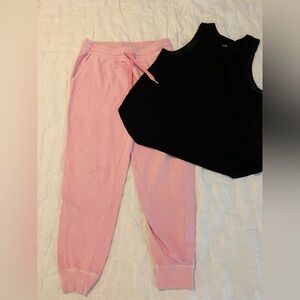 Old Navy Pink Joggers and black tank